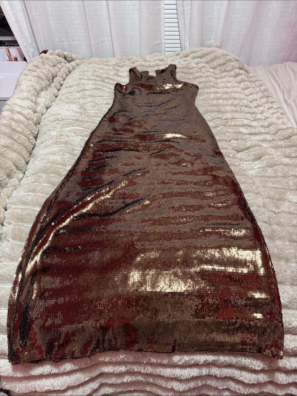 River Island Brown Sequin Maxi Dress